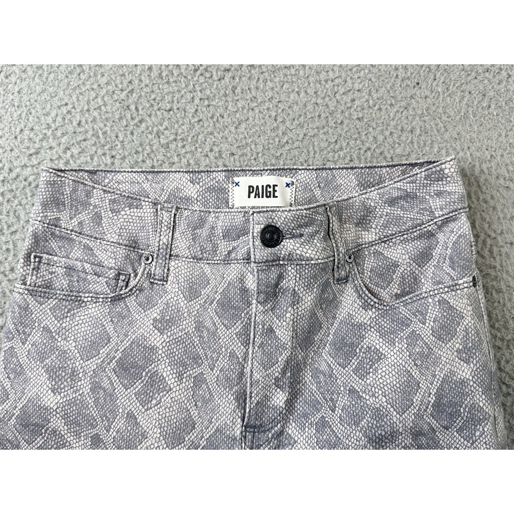 PAIGE Jeans Womens 26 Gray Hoxton Slim Snake Print Raw Hem 26x27 - Picture 2 of 14